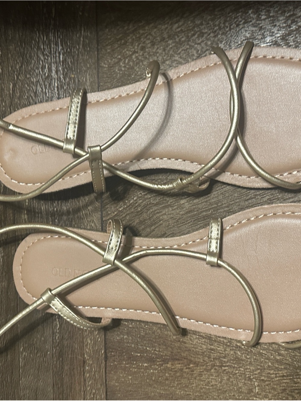 Old Navy Metallic Gold Crisscross Strap Sandals